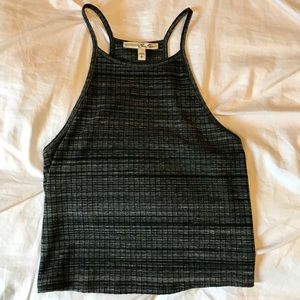 Express One Eleven High-Neck Gray Crop Top